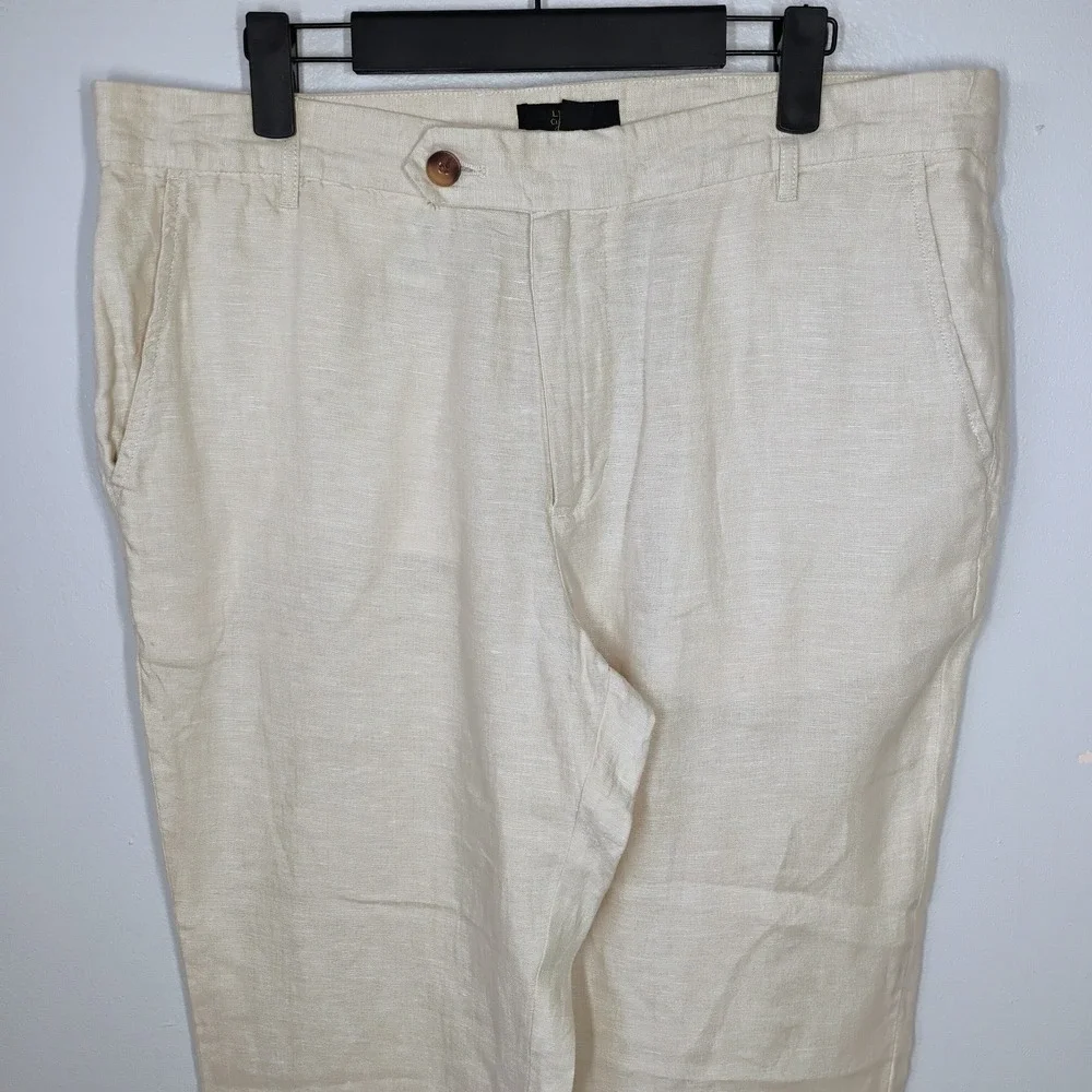 Club Room Luxury Linen Pants Men's 34x32 Beige 100% Linen Beach Wedding Coastal